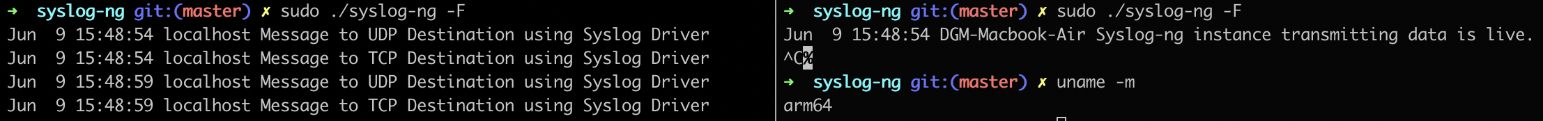 Syslog driver tested on macOS (ARM)